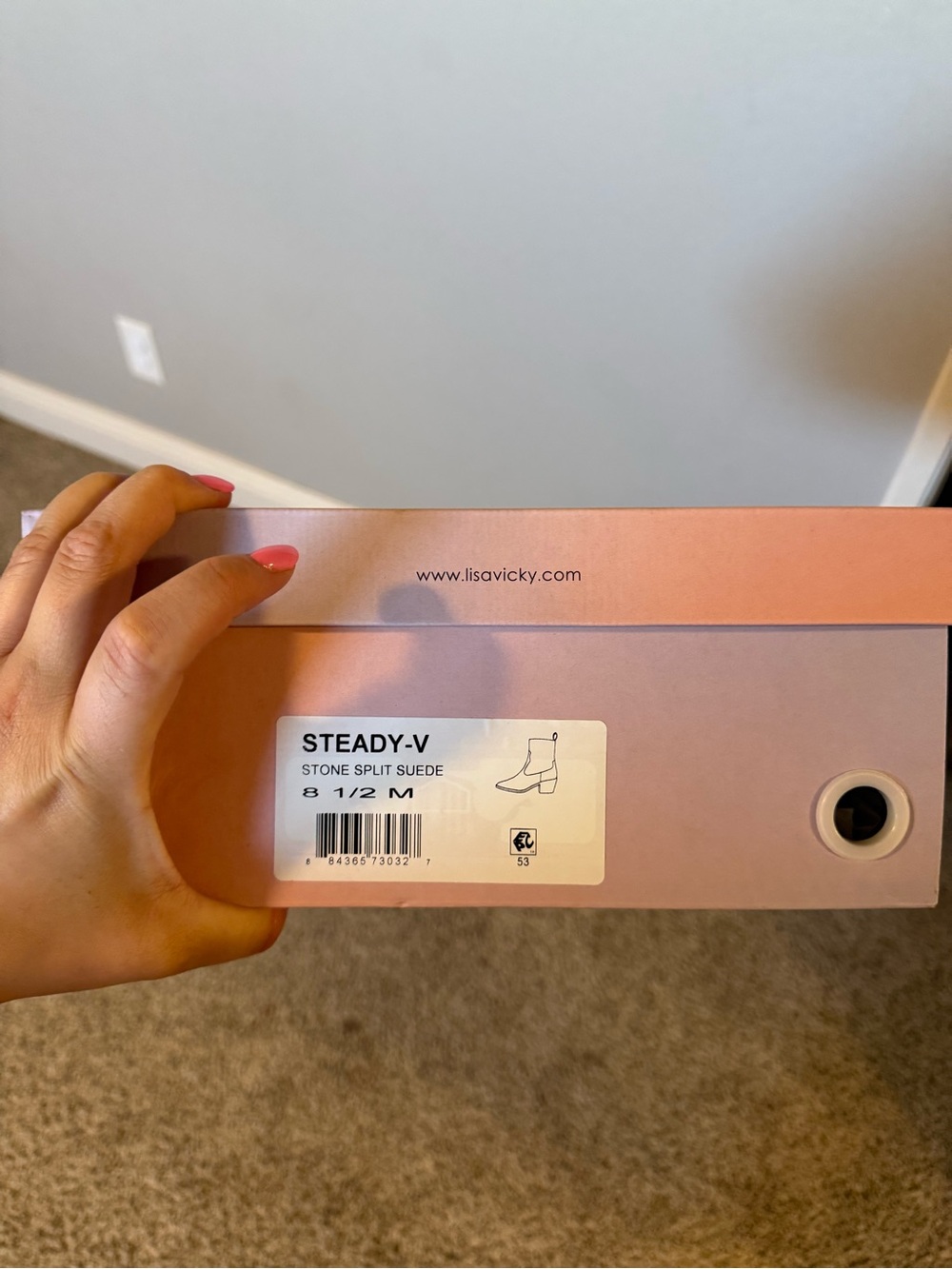 STEADY-V Stone Split Suede Boot Box - Pink Dusty Rose
